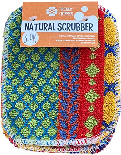  RENDY TRIPPER 3-Pack Natural Pot Scrubbers: Made Of Cotton + Tree Resin