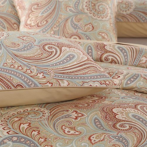  Brandream Paisley Duvet Cover King Size Gold Classy Regal Themed Luxurious Boho Bedding Super Soft Egyptian Cotton 3 Piece Modern 800-Thread-Count Duvet Quilt Cover Set