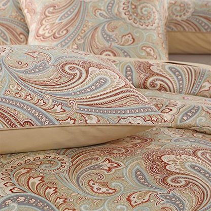  Brandream Paisley Duvet Cover King Size Gold Classy Regal Themed Luxurious Boho Bedding Super Soft Egyptian Cotton 3 Piece Modern 800-Thread-Count Duvet Quilt Cover Set