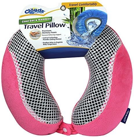  Cloudz Cool Gel Memory Foam Travel Neck Pillow - Pink