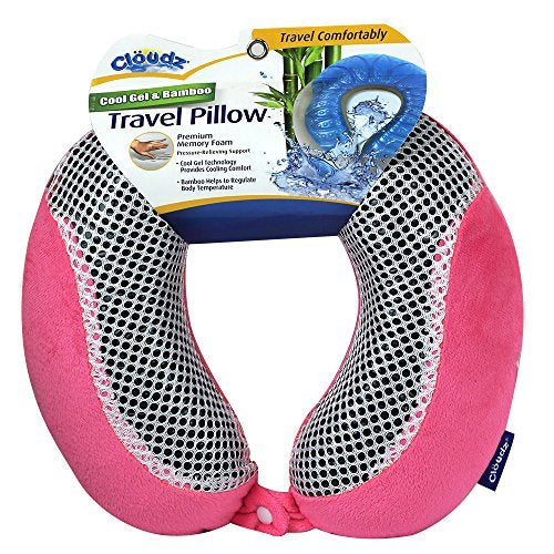  Cloudz Cool Gel Memory Foam Travel Neck Pillow - Pink