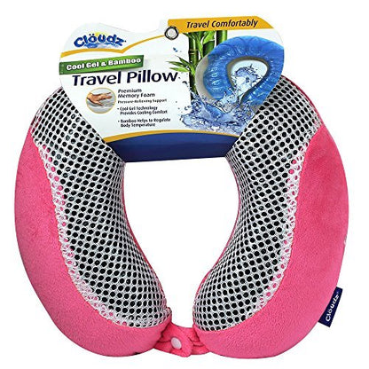  Cloudz Cool Gel Memory Foam Travel Neck Pillow - Pink