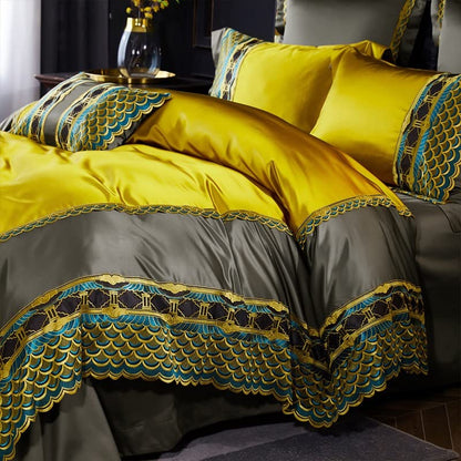  LEIGE Bedding Four-Piece Set Golden Villa Sample Room Bedding (Color : D, Size : 220 * 240cm)
