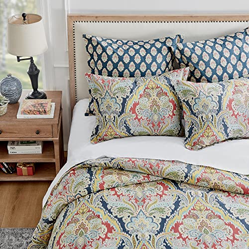 Levtex Home - Moreno Duvet Cover Set - King Duvet Cover + Two King Pillow Cases - Traditional Damask - Red, Blue, Grey, Gold, Teal - Duvet Cover (106 X 94in.) And Pillow Case (36 X 20in.) - Cotton