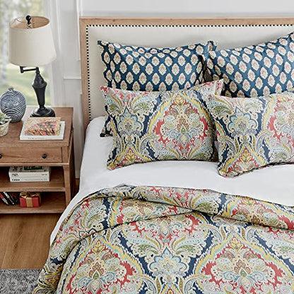  Levtex Home - Moreno Duvet Cover Set - King Duvet Cover + Two King Pillow Cases - Traditional Damask - Red, Blue, Grey, Gold, Teal - Duvet Cover (106 X 94in.) And Pillow Case (36 X 20in.) - Cotton