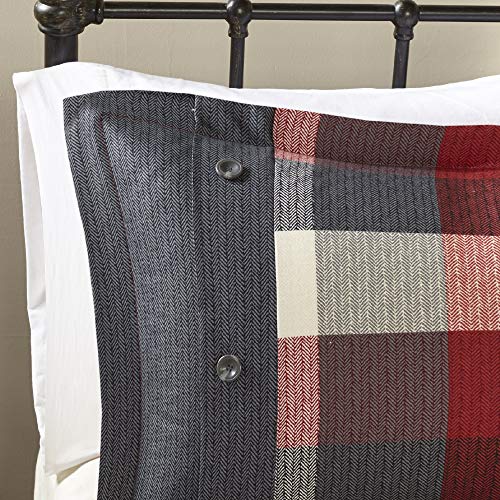  Madison Park Ridge 6 Piece Herringbone Duvet Cover Set Red, King/Cal King(104"x92") (MP12-4673)