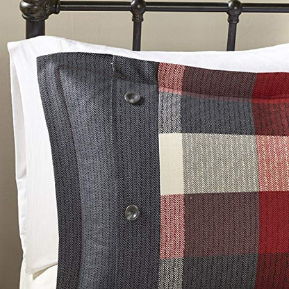  Madison Park Ridge 6 Piece Herringbone Duvet Cover Set Red, King/Cal King(104"x92") (MP12-4673)