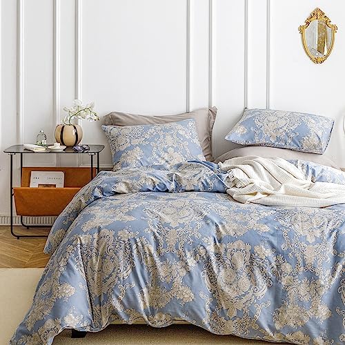  SUSYBAO Botanical Duvet Cover Queen 100% Cotton Tropical Plant Duvet Cover 3 Pieces Set 1 Palm Leaves Patterned Duvet Cover With Zipper Ties 2 Pillowcases Luxury Soft Green Botanical Bedding Set Comfy