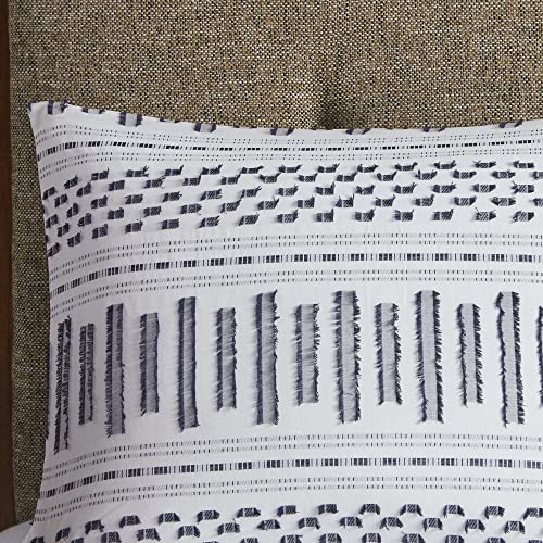  INK+IVY Luxurious Cotton-Bedding Set - Mid Century Trendy Geometric Design, All Season Cozy-Cover With Matching-Shams, King/Cal King, Rhea Jacquard Black/Multi