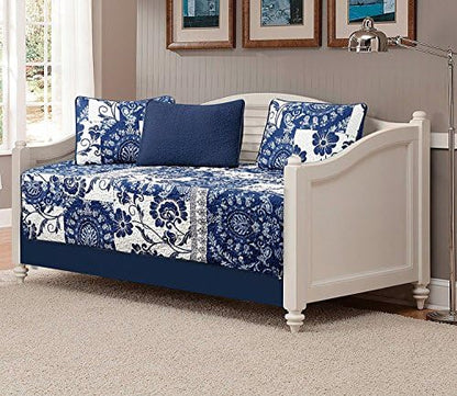  5pc Daybed Cover Set Quilted Geometric Bedspread New (Grey)