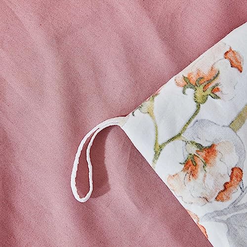  OAITE Duvet Cover Set,600 Thread Count Cotton Floral Bedding Comforter Cover Set Includes With 3Pcs (2 Pillow Shams,1 Duvet Cover)