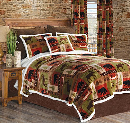  Carstens Patchwork Lodge Plush Bedding Set, King, Multi, Multicolor