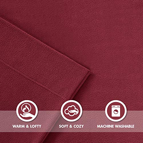  Peak Performance 3M Scotchgard Micro Fleece Bed Sheet Set Wrinkle And Stain Resistant, Soft Plush Sheets With 14" Deep Pocket, Cold Season Cozy Bedding-Set, Matching Pillow Case, Queen, Grey, 4 Piece