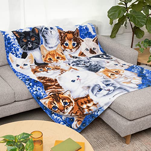  Dawhud Direct Collage Kitten Fleece Blanket For Bed, 50" X 60" Cute Fleece Throw Blanket For Girls, Women, Men And Kids - Super Soft Plush Cat Blankets For Cat Lovers Kitty Cats Print Throws Blankets
