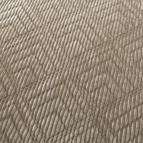 HoneiLife Bedspread Quilt Set King - 3 Piece Embroidered Corduroy Bedspreads Luxurious Coverlet Lightweight Bedcover Warm Bedding Set All Season Quilts-Taupe, King Size