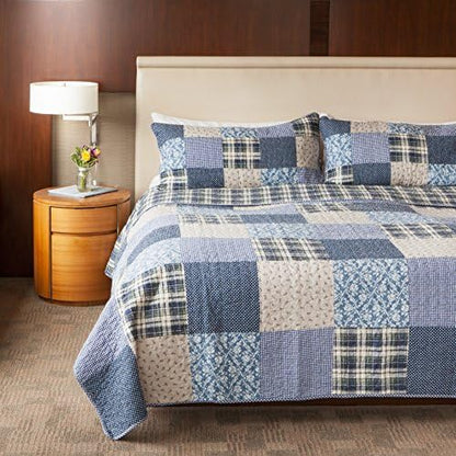  SLPR Silver Linings (2-Piece, Twin Grey Patchwork Quilt With 1 Pillow Sham): Farmhouse Twin Lightweight Bedspread, Bedding Comforter Set, Lightweight Coverlet, Country Style Gray Bedding