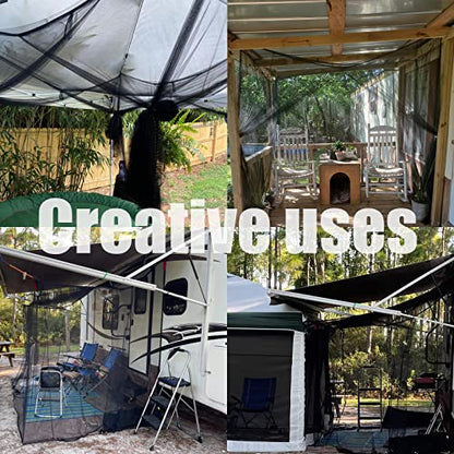  Bigomila Black Mosquito Net Four Corner Bed Canopy Queen Size Bed Curtains King Size Bed Drapes Four Sides Open Mesh Bed Canopy Girl Elegant Bed Decoration (Black)