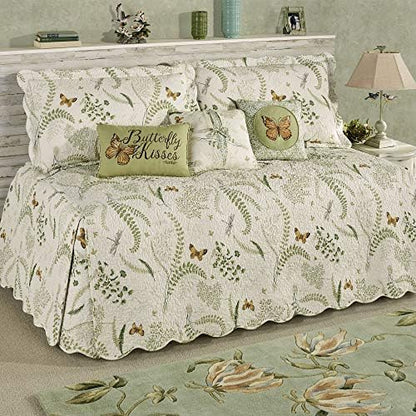  Of Class Butterfly Eden Embroidered Butterfly Kisses On Moss Green Rectangle Pillow 14 X 20 Inches