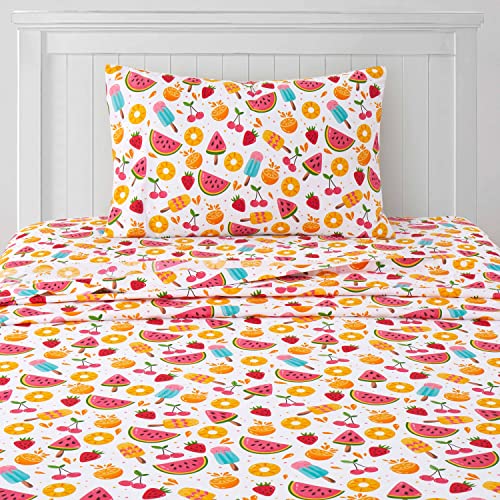  1500 Supreme Kids Bed Sheet Collection - Fun Colorful And Comfortable Boys And Girls Toddler Sheet Sets - Deep Pocket Wrinkle Free Soft And Cozy Bedding - Twin, Fruity Fun