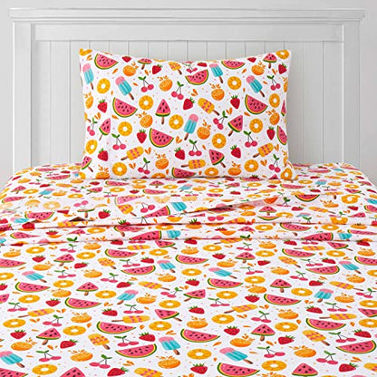  1500 Supreme Kids Bed Sheet Collection - Fun Colorful And Comfortable Boys And Girls Toddler Sheet Sets - Deep Pocket Wrinkle Free Soft And Cozy Bedding - Twin, Fruity Fun