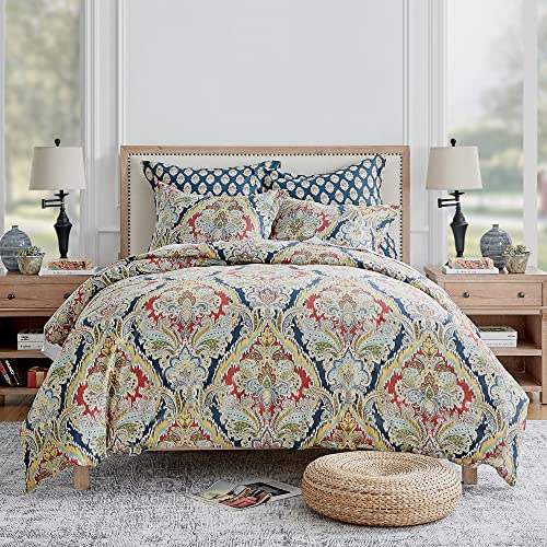  - Moreno Comforter Set - King Comforter + Two King Pillow Cases - Traditional Damask - Red, Blue, Grey, Gold, Teal - Comforter (106 X 94in.) And Pillow Case (36 X 20in.) - Cotton