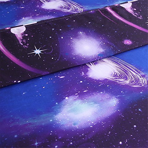  A Nice Night Galaxy 3D Printing Bed Sheet Bedding Set,Soft Microfiber Fitted Sheet Set,Galaxy Themed Sheets 4 Pcs Flat Sheet& Fitted Sheets With 2 Pillowcases (Full, 07)