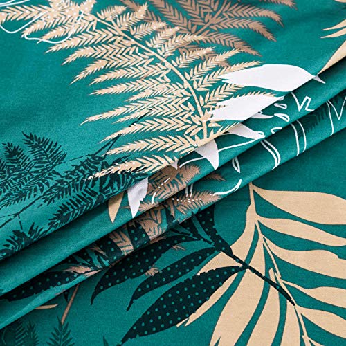  SUSYBAO Botanical Duvet Cover Queen 100% Cotton Tropical Plant Duvet Cover 3 Pieces Set 1 Palm Leaves Patterned Duvet Cover With Zipper Ties 2 Pillowcases Luxury Soft Green Botanical Bedding Set Comfy