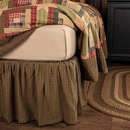  VHC Brands Tea Cabin Green Plaid Standard Pillow Case Set Of 2 21x30 Country Rustic Bedding Accessory, Moss Green