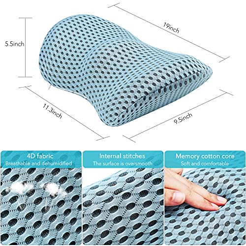  Sotvacmit Lumbar Pillow For Sleeping, Lumbar Support Pillow For Memory Foam Lumbar Pillow For Low Back Pain Relief, Back Pillow Suitable For Office Chairs, Lounge Chairs And Car Seats (Blue)