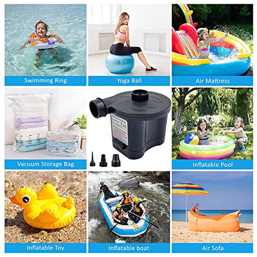 4D Battery Powered Portable Air Pump, Electric Air Pump For Mattress Inflatables Paddling Pool Beach Toys, Travel Air Pump For Swimming Rings Bed Pool Toys (3 Air Nozzles)