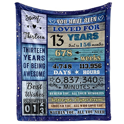  Julazy 13th Birthday Gifts For Girls Boys Blanket 50"X40", 13 Year Old Girl Boy Gift Ideas, Best Gifts For 13 Year Old Girl, Coolest Gifts For 13 Year Old Boy