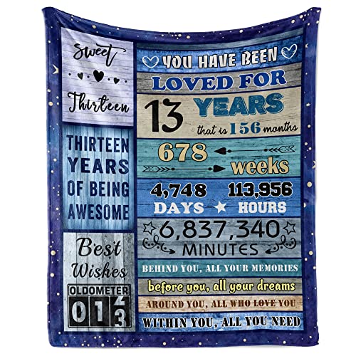  Julazy 13th Birthday Gifts For Girls Boys Blanket 50"X40", 13 Year Old Girl Boy Gift Ideas, Best Gifts For 13 Year Old Girl, Coolest Gifts For 13 Year Old Boy