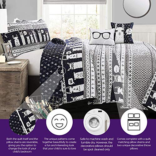  Lush Decor Navy Llama Striped 6-Piece Daybed Cover Bed Set
