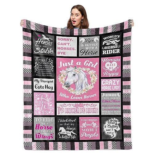  Pezolen Horse Gifts For Girls, Horse Blanket 50"x60", Horse Gift For Women, Horses Blankets For Girls Teenager, Gifts For Horse Lovers, Horse Girl Gifts, Horse Lover Birthday Gifts, Horse Themed Gifts