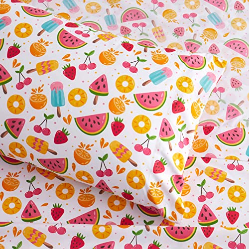  1500 Supreme Kids Bed Sheet Collection - Fun Colorful And Comfortable Boys And Girls Toddler Sheet Sets - Deep Pocket Wrinkle Free Soft And Cozy Bedding - Twin, Fruity Fun