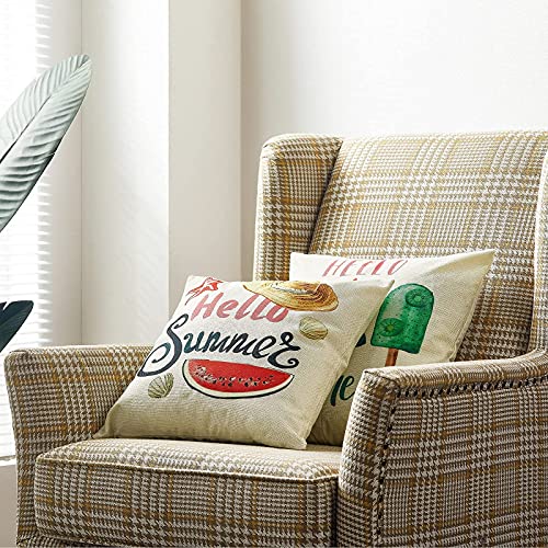  KOKOMILO Summer Pillow Covers 18x18: Watermelon Decorative Pillow Covers Farmhouse Pillow Cases Boho Cushion Cases For Sofa Couch Bedroom, Set Of 4
