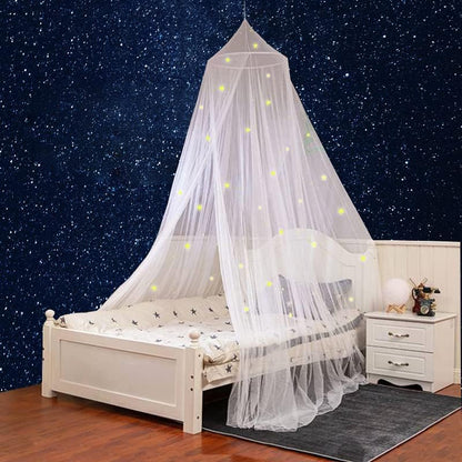 Bed Canopy For Girls, Glowing Stars Princess Bed Tent, Bed Curtain Room Decor Luminous Mosquito Net For Baby, Kids(Pink)