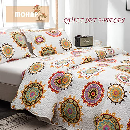  Reversible Quilt Set With Shams Twin Size Hypoallergenic For All Season Pattern#5