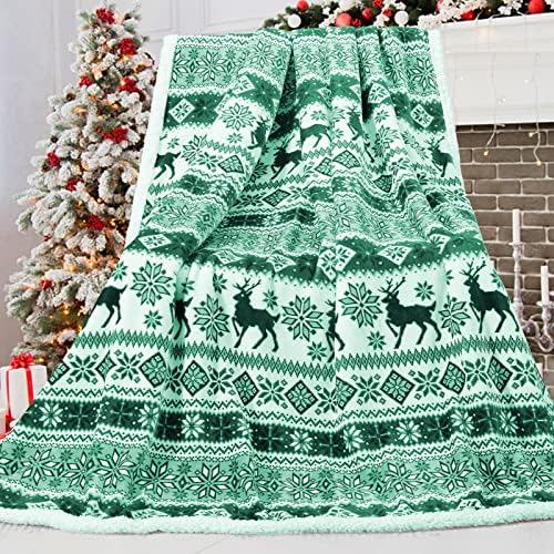  Sherpa Christmas Throw Blanket For Adults, Fleece Flannel Holiday Blankets And Throws, Cozy Warm Fuzzy Fluffy Soft Throw Blankets For Couch Bed, Gifts For Women Men & Kids(51" X 63", Red)