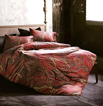  Boho Paisley Print Luxury Duvet Quilt Cover And Shams 3pc Bedding Set Bohemian Damask Medallion 350TC Egyptian Cotton Sateen (King)