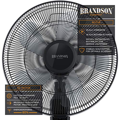 Brandson - Standventilator DC Silent Mit Fernbedienung + Display - Mobiler Lüfter - 24 Geschwindigkeiten - Oszillation 80° - Ventilator Sehr Leise
