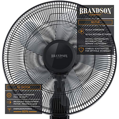  Brandson - Standventilator DC Silent Mit Fernbedienung + Display - Mobiler Lüfter - 24 Geschwindigkeiten - Oszillation 80° - Ventilator Sehr Leise