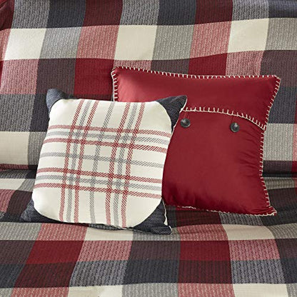  Madison Park Ridge 6 Piece Herringbone Duvet Cover Set Red, King/Cal King(104"x92") (MP12-4673)