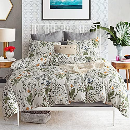  ECOCOTT Duvet Cover Queen, 100% Natural Cotton 1 Duvet Cover +2 Pillowcases Bedding Set,Navy And Cosmic Constellation Reversible Printed Pattern Soft Cozy Breathable And Durable Duvet Cover Set