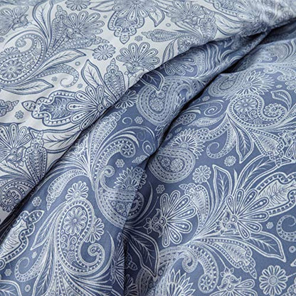  Perfect Paisley Collection - Premium Quality, Soft, Wrinkle, Fade, & Stain Resistant, Easy Care, Oversized Duvet Cover Set, King/California King, Blue