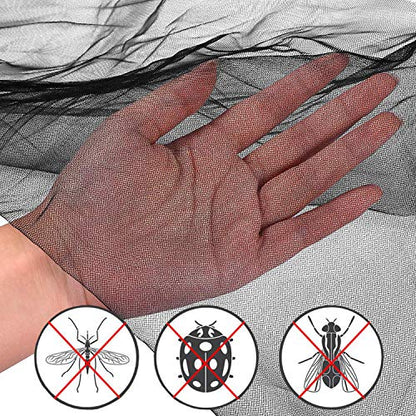  Mosquito NET For Bed Canopy, Four Corner Post Curtains Bed Canopy Elegant Mosquito Net Set, Stick Hook &Profession Rope For Net, Screen Netting Canopy Curtains, Full/Queen/King/Black