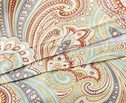  Eikei Boho Paisley Print Luxury Duvet Quilt Cover And Shams 3pc Bedding Set Bohemian Damask Medallion 350TC Egyptian Cotton Sateen (Rust, King)