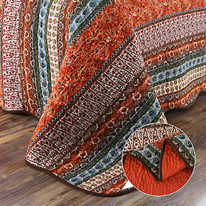  ENCOFT Best Striped Classical 3-Piece Patchwork Bedspread Quilt Sets Queen, Quilted Bedspread Comforter Bedding Sets