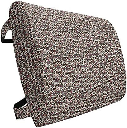  Ambesonne Sugar Skull Lumbar Back Support Pillow, All Saints Day Oriental Mexican Flowers Hearts Vibrant Design Print, High Density Foam For Office Chairs Car Seats, 14" X 13", Hot Pink Purple Green