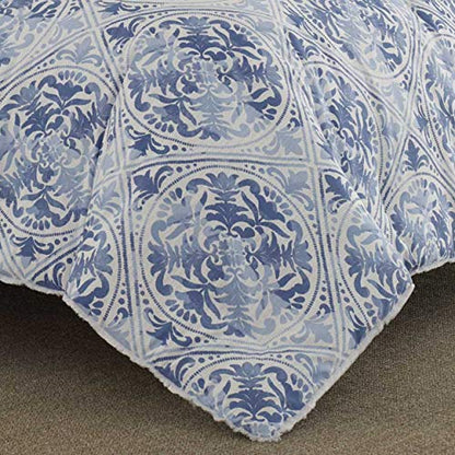  Laura Ashley Comforter Set Reversible Cotton Bedding With Matching Shams, Stylish Home Decor For All Seasons, Queen (Pack Of 1), Blue